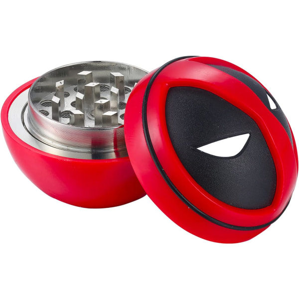 Deadpool Grinder Krydderkvern, Urtekvern med 2\" Pollenfanger, Holdbar Sink-Legering, for Urter, Pollen, Blomster, Sort Gaveeske