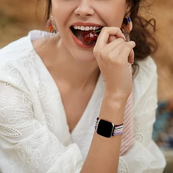 Fitbit Versa-kompatibelt blødt justerbart nylonurrem til kvinder og mænd i sort
