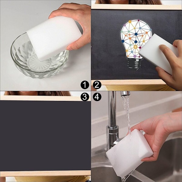 Magiska Svampar, 50 st Melaminsvamp - Magisk Radergummi för Badrum, Pool, Kök, Golv, Vägg - Vit 10x7x3cm