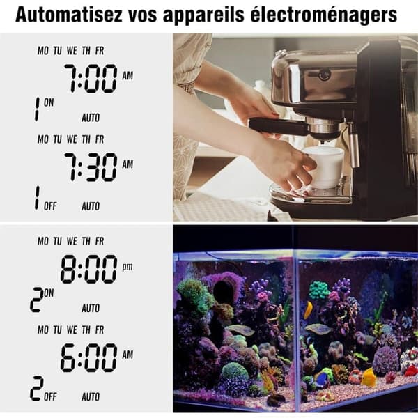 Programmerbar Digital Timer Stik med LCD-Skærm og Tyverisikrings Random Mode Energibesparende til Husholdningsapparater