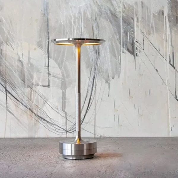 Sladdlös I-formad metallisk bordslampa med touchsensor, 3 färger dimbar laddningsbar skrivbordslampa Silver 2pcs