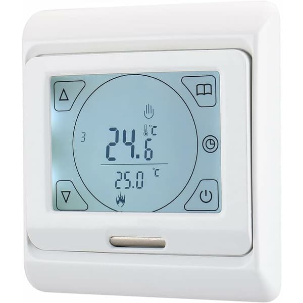WG809 Romtermostat, 7 dagers programmerbar LCD-skjerm AC230V 16A for elektrisk gulvvarme hvit