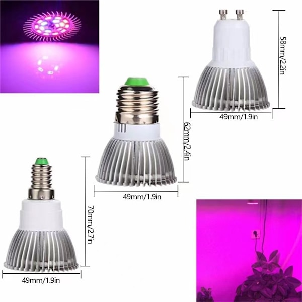 110V-265v täyden spektrin kasvivalo E14-18W-Full Spectrum