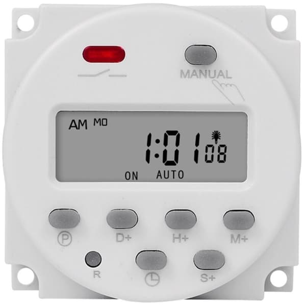 220V LCD Digital Timer 1 Sekunds Interval Ugentlig Programmerbar Tidsrelæ CN101S
