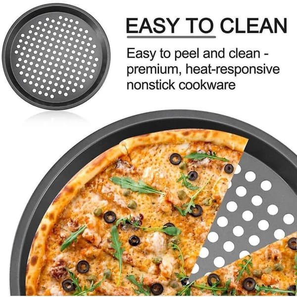 2 Non-Stick Pizzaformer i karbonstål med hull, 30,5 cm
