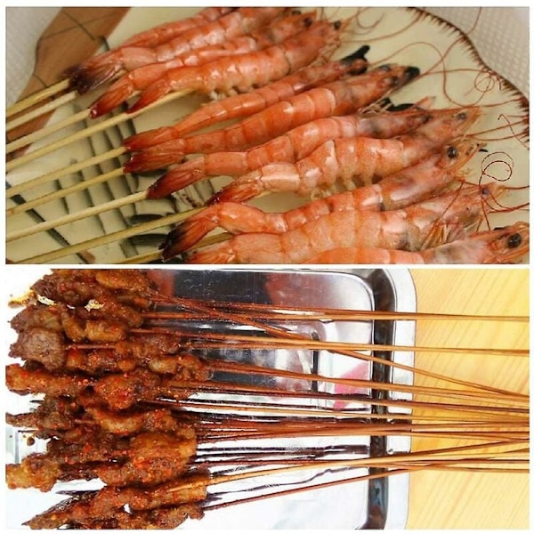 100 Stycken Träspett, 30cm Bambuspett, Grillspett för Frukt, Cocktail, BBQ och Grönsaker