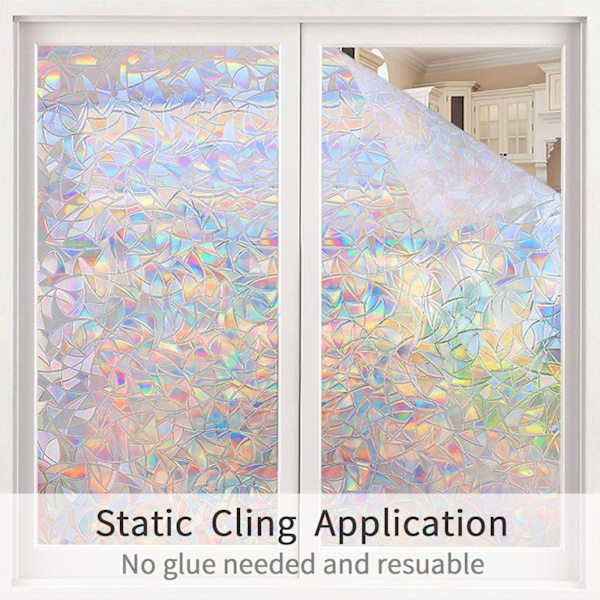 Mönstrad fönsterfilm, 60x200cm Regnbågseffekt Mörkläggningsfönster Fi