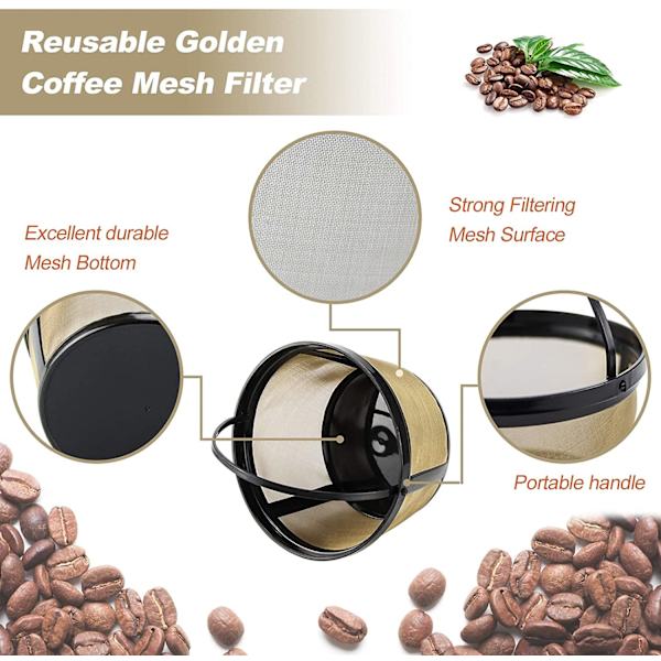 GOLDTONE Genanvendelig 8-12 Kopper Kurv Kaffe Filter Passer Hamilton