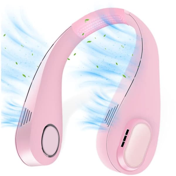 Bärbar Halsfläkt, 5000mAh, USB, Rosa