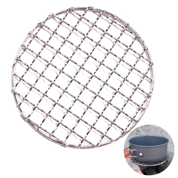 BBQ Grill Net Rustfrit Stål Mesh Rack Rist Vandretur Grill Hi Sølv Firkantet