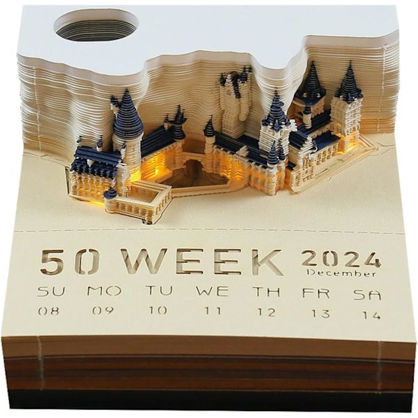 3D-taidepöytäkalenteri repäistävällä veistetyllä paperilla, tarralaput, luova kalenteri, taidekalenteri, paperiveistos, kodin veistos