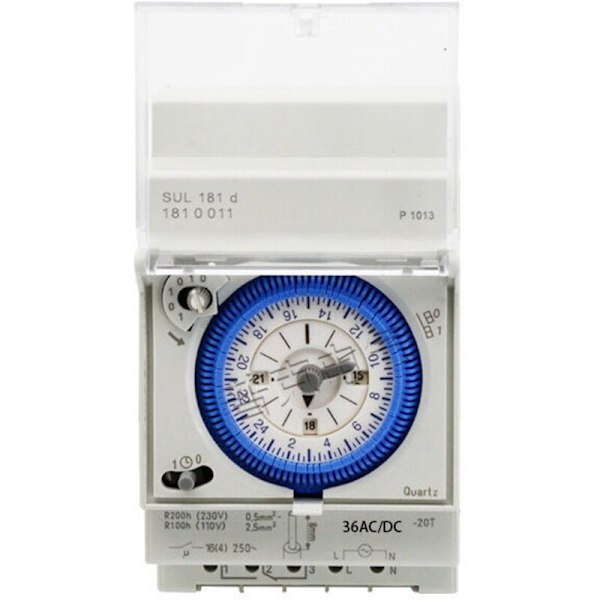 Analog timer med synkronmotor og daglig program 36V AC DC