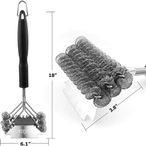 Grillbørste, rustfritt stål, 46 cm, svart/sølv
