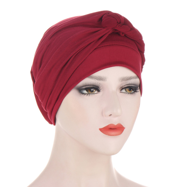 Sidfläta flerfärgad mjuk huvudduk hatt muslimsk kemoterapi hatt ny stil Double color coffee
