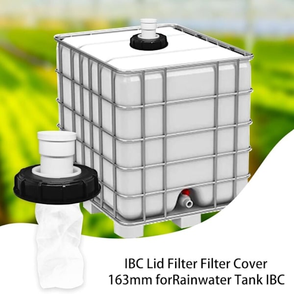 Lige IBC Lågfilter, 163 mm Nylon Regnvandsfilter, Vaskbart med Låg til IBC Regnvandstank DN 150