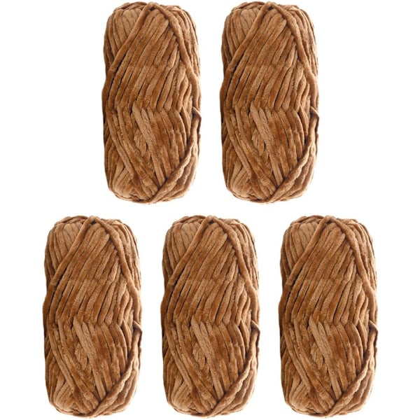 5-pack Supermjuk Chenille sammetsgarn Stickningsull Tjock Varm Virkad Stickgarn för konststickning Docka Gör-det-själv-väska Tröja hantverk Khaki