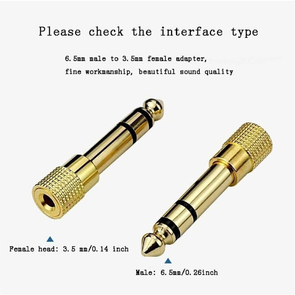 6,35 mm han til 3,5 mm hun jack adapter, hovedtelefon audio jack til audio mixer/elektrisk klaver/keyboard