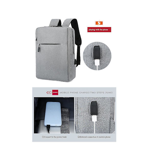 Matkailuun sopiva kannettava reppu, ohut, kestävä, USB-latausportti, vedenpitävä laukku, punainen red