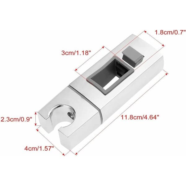 Skyvehodebrakett for dusjhode for skinne - 18 x 30 mm - Rektangulær, firkantet utskiftbar hånddusjholder, ABS krom dusjhodeholder for bad