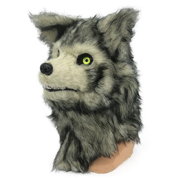 Halloween-skräck latex stoppad djurhuvudmask dansfest simulering cosplay Moving mouth wolf mask