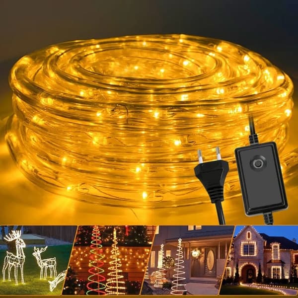 Flexibla LED-slingor, Gula, 10m för Utomhus Trädgårdsfestdekorationer