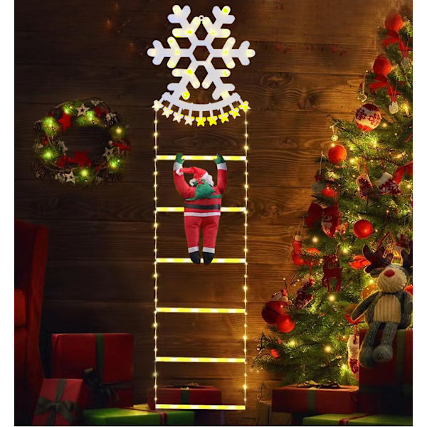 Julelys med LED for trapper - Santa Claus-dukke, stigelys, klatrelys, 110V/220V støpselmodell Warm light mist white Snowflake