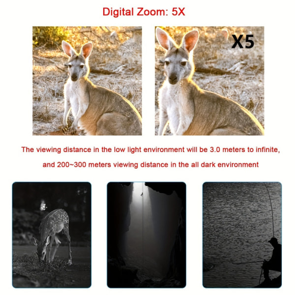 1080P kikkert infrarød nattsyn enhet 5X kikkert Dag Nattbruk Foto Video Ta digital zoom for jakt og båtliv