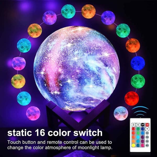 3D LED natlampe med 16 farver USB touch-kontrol til børneværelset