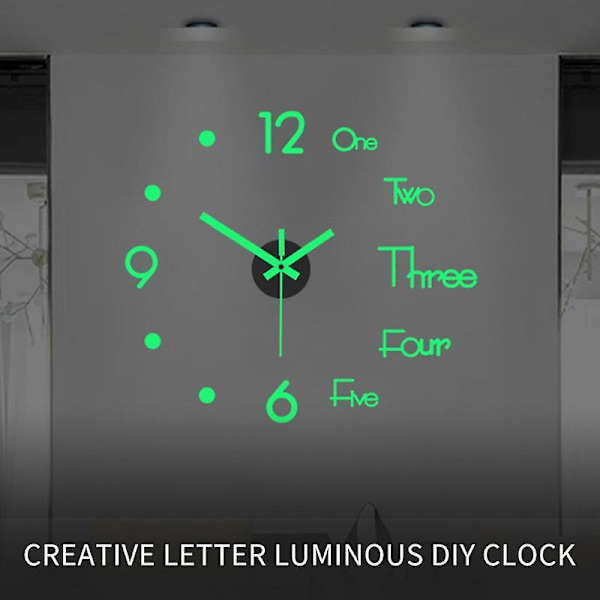 40 cm 3D akryl speilklokke selvlysende veggklokke Moderne design klistremerker Moderne Mute Quartz Digital klokke (FMY)