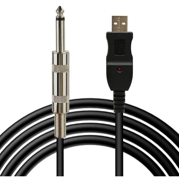 Plug and Play 3M USB Gitarbass til USB 6.3mm Linkkabeladapter PC Innspilling USB Gitarkabel[D]