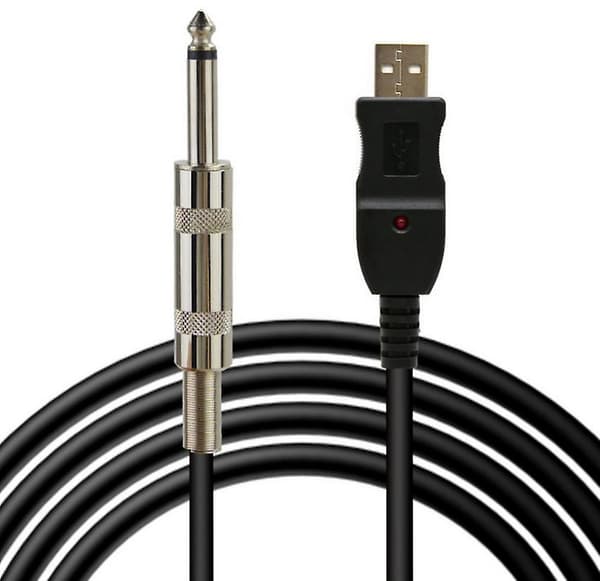 Plug and Play 3M USB Gitarrbas till USB 6.3mm Länkkabeladapter PC Inspelning USB Gitarrkabel[D]