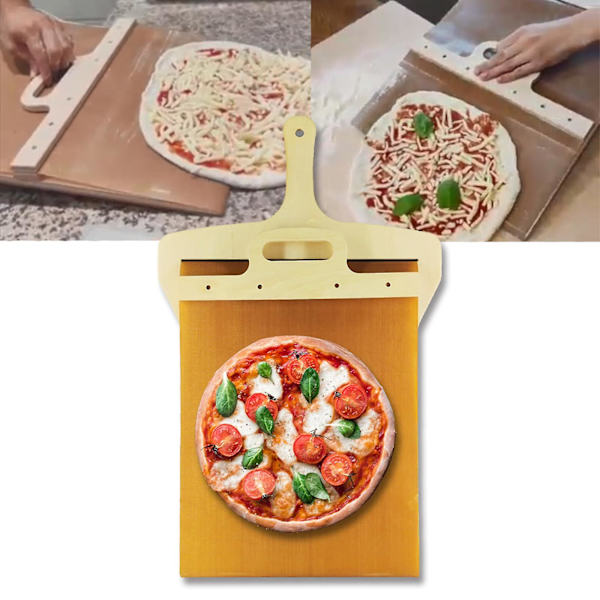 Glidande pizzaskal - pizzaskal spade med handtag, diskmaskinssäker pizzaskal