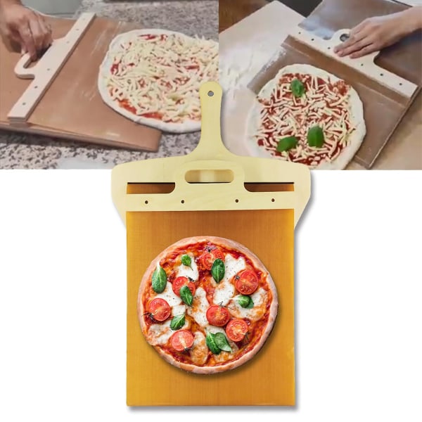 Glidande pizzaskal - pizzaskal spade med håndtag, opvaskemaskine sikker pizzaskal