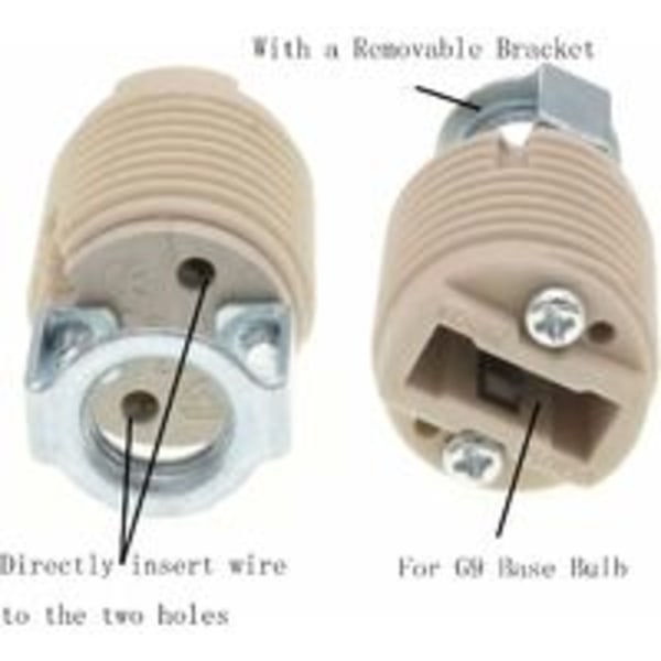 6-pakning G9-lampesokkel med feste, keramisk gjengbar G9 Halogen S