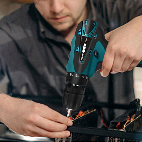 16.8V Sladdlös Skruvdragare med Batterier, 20Nm Borrskruvdragare, 18+1 Momentinställningar, 2 Hastigheter, LED, för DIY