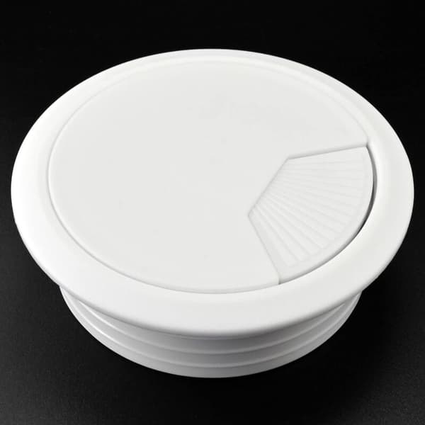 2-pack Vita Runda Kabelgenomföringar - 60mm Diameter - Kontor u0026 PC Kabelhantering