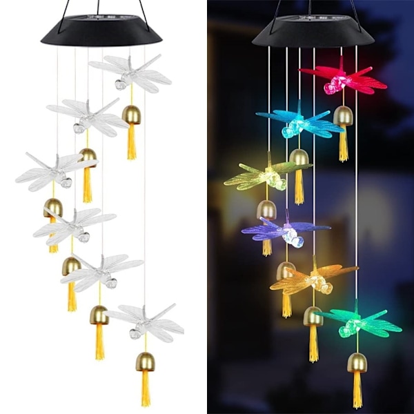 Solar Wind Chime LED Dragonfly Wind Chime Garden Light Decorative Light