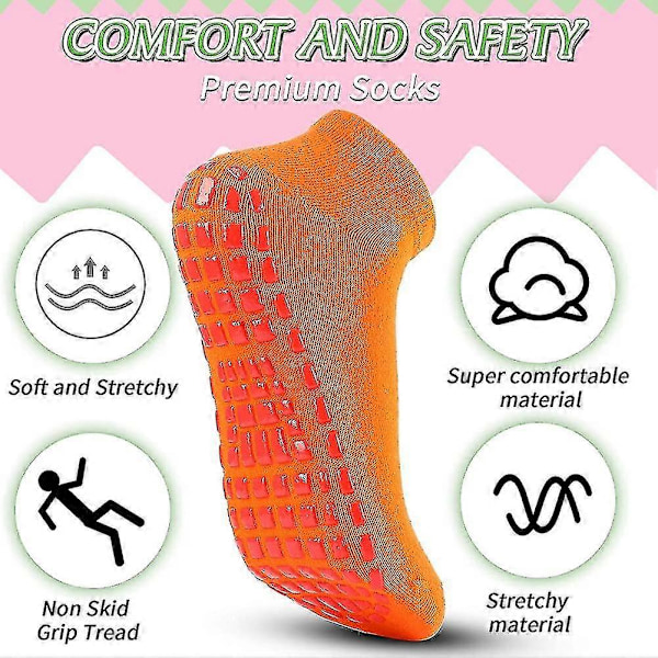 12 Par Halkfria Yogastrumpor Med Grepp Kvinnor Anti-Slip Strumpor Sticky Grips