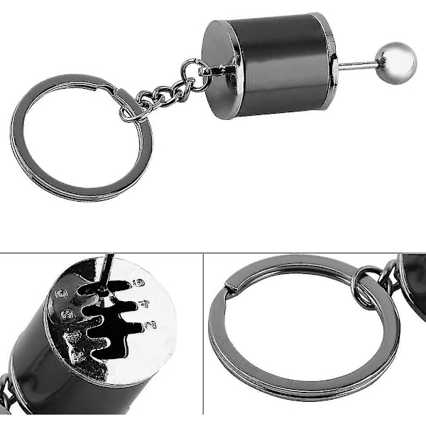 Bilskifter nøglering, automatisk gearstang model nøglering skiftformet metal (4,05 x 1,61 x 0,8 tommer) (sort) sort black