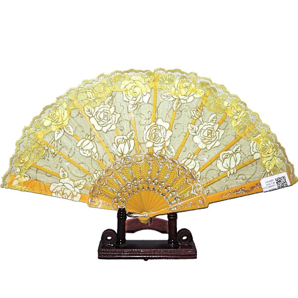 Vifte - Gul blonde med hvidguldroser Yellow Gul