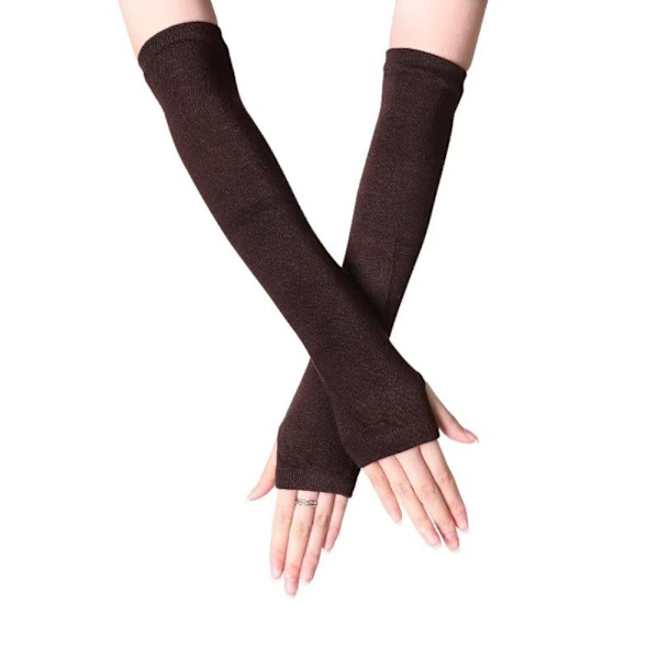 Irtohihat yksiväriset, sormettomat ja puolipitkät [35cm] Brown one size