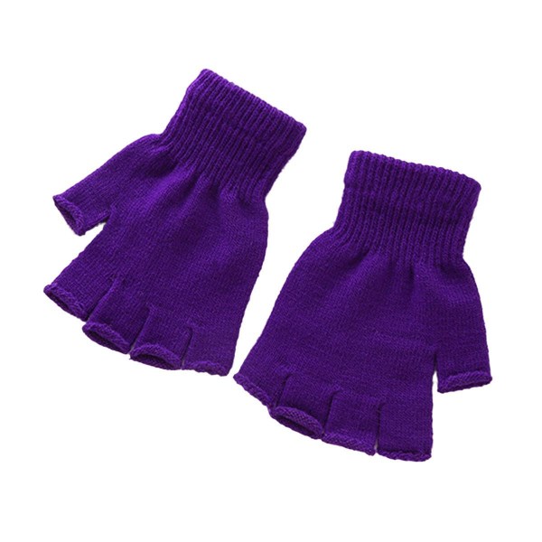 Firkantede handsker, korte og fingerløse - Lilla Purple one size