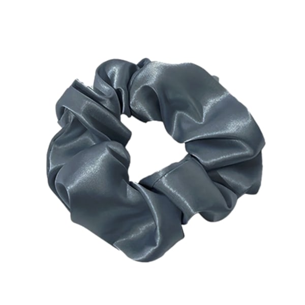 Hårbånd - Scrunchie - Sateng - 9 cm - Mørkegrå Dark grey