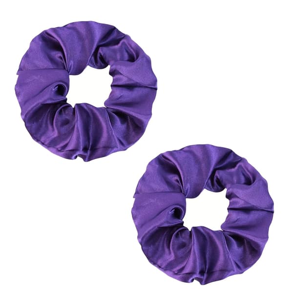 Hårbånd - Lilla - Scrunchie - Sateng - 9 cm - Dobbelpakning Purple