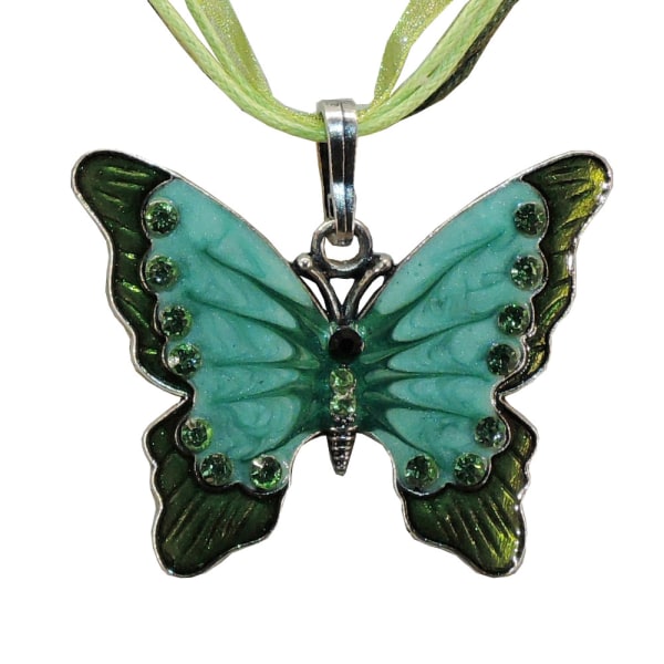 Halskæde - Grøn sommerfugl - Variant 3 med 42cm halskæde Green