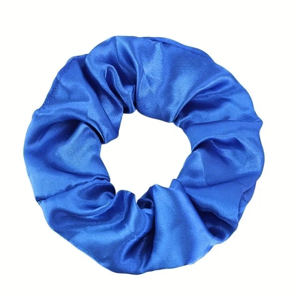 Hårsnodd - Scrunchie - Satin - 9cm - Havsblå Blå