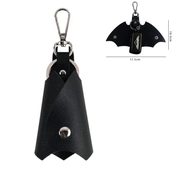 Keinonahkainen avaimenperä - Bat - Musta Black
