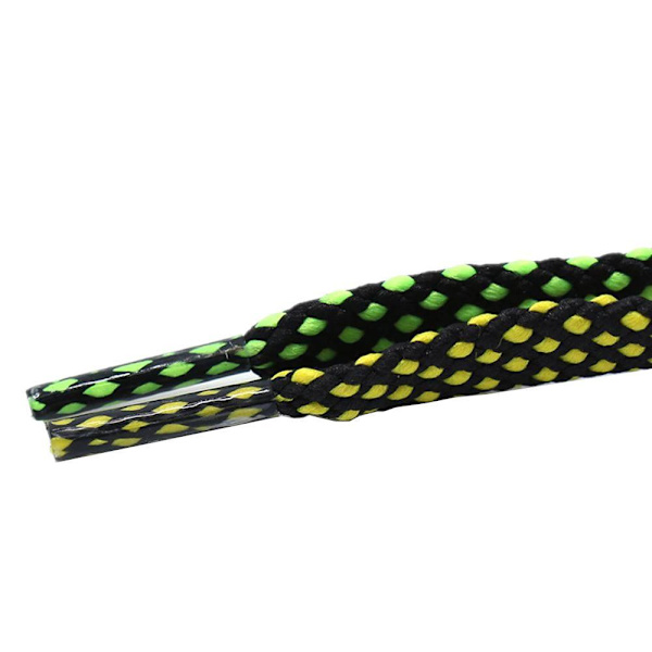 Snørebånd - Ternet mønster - Flettet - Ternet - Flade [100 cm] - Flere farvevalg Black one size