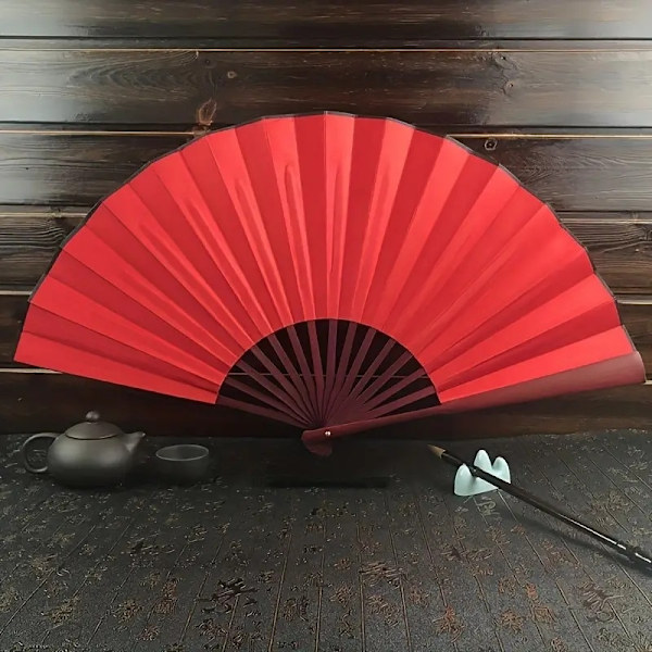 Solfjäder - Enfärgad - Stor 27cm - Röd Röd