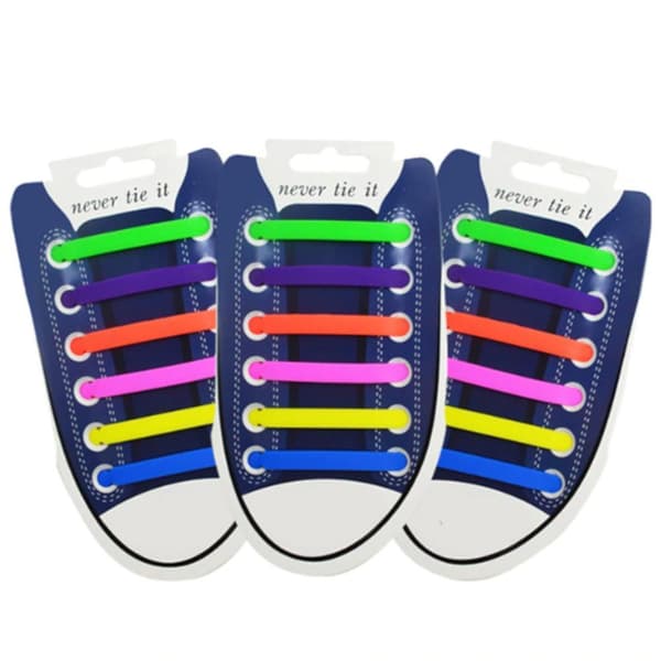 Lazy snørebånd uden bindebånd - silikone elastisk gummi - 6 par huller - sort Black one size